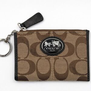Coach Jacquard Logo Mini Skinny ID Case Keychain Coin Purse Vintage Y2K 43967